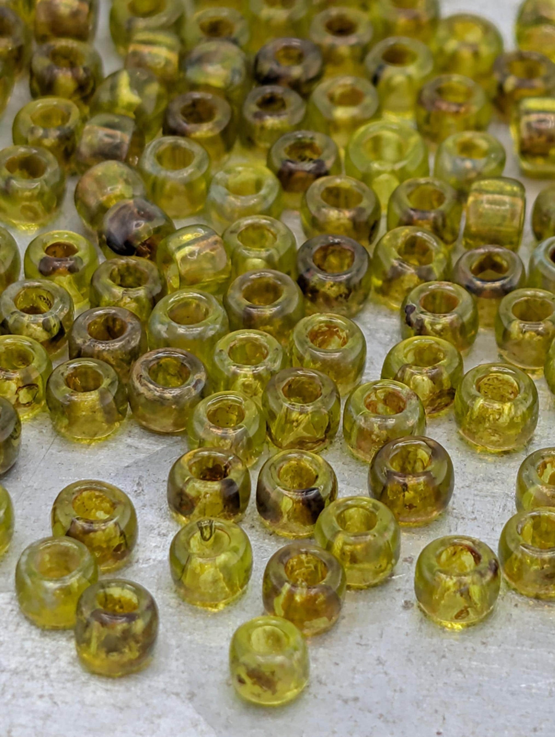 HYBRID Transparent Frosted Lime Green - Picasso Size 8/0 Toho Round 2.5" tube