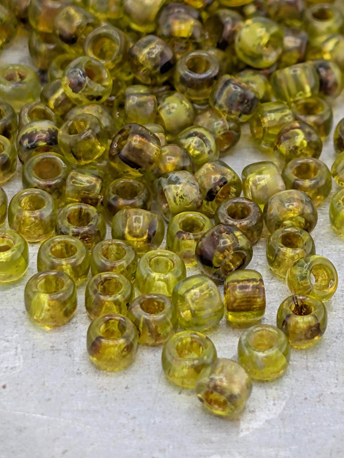 HYBRID Transparent Frosted Lime Green - Picasso Size 8/0 Toho Round 2.5" tube | Japanese Seed Beads | Bead Weaving Embroidery Supply