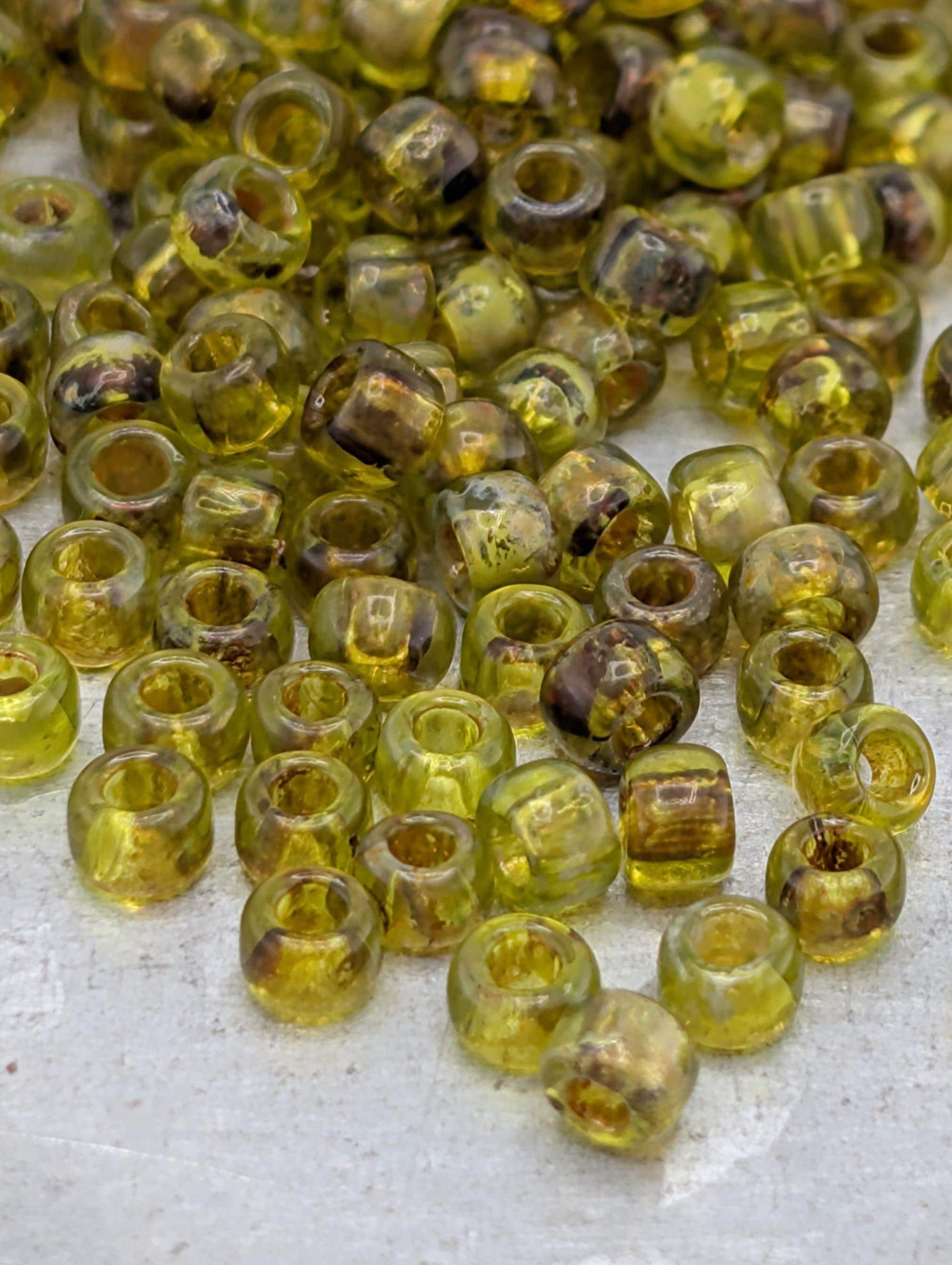 HYBRID Transparent Frosted Lime Green - Picasso Size 8/0 Toho Round 2.5" tube | Japanese Seed Beads | Bead Weaving Embroidery Supply