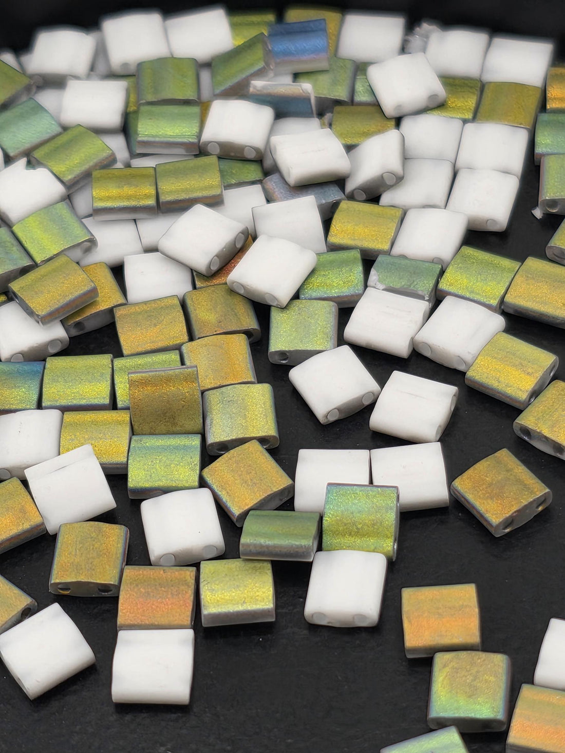 TL4559-Miyuki Tila Beads:Vitrail/White Matte SC (7.5g pkg)