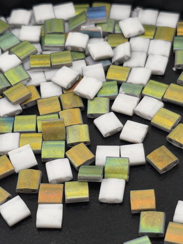 TL4559-Miyuki Tila Beads:Vitrail/White Matte SC (7.5g pkg)