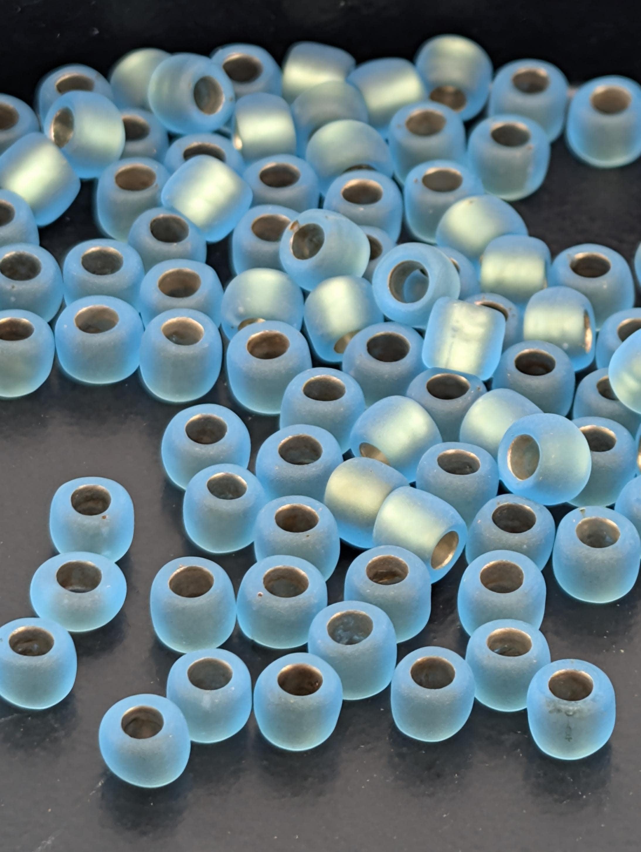 Toho Japanese Seed Beads, Size 6 Frosted Aqua Blue with Gold Lining