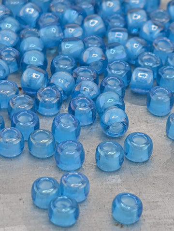 Toho Japanese Seed Beads: Aqua Inside White Lined, Size 6/0, 2.5" Tube