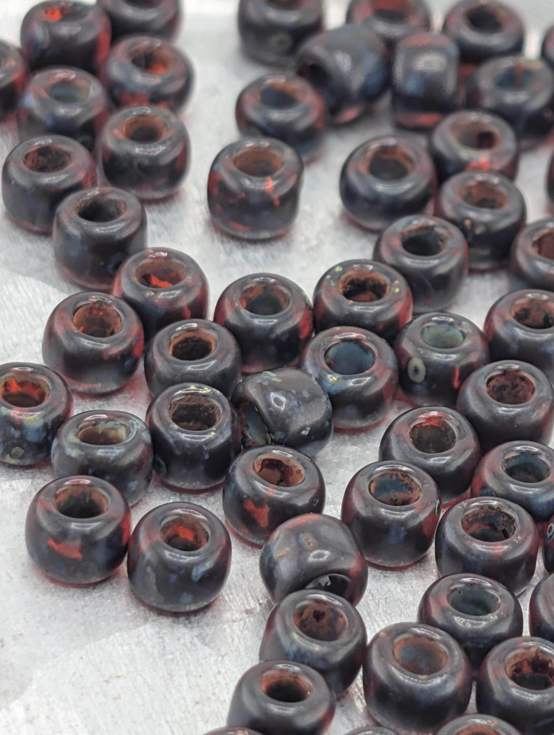 Toho Japanese Seed Beads: Hybrid Frosted Siam Ru - Size 6/0, 2.5" Tube