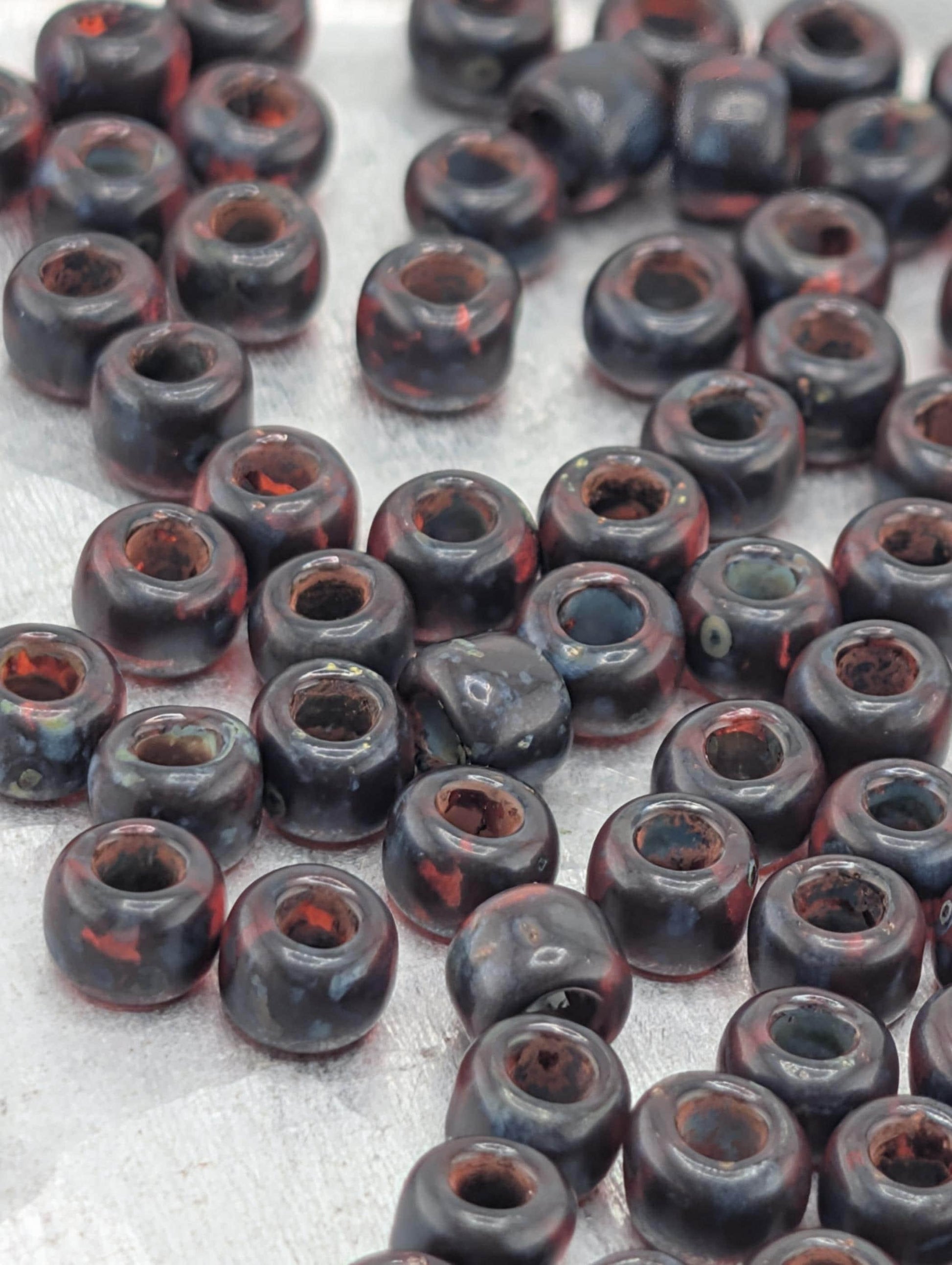 Toho Japanese Seed Beads: Hybrid Frosted Siam Ru - Size 6/0, 2.5" Tube