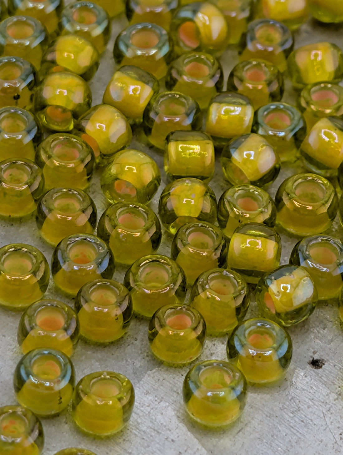 Toho Japanese Seed Beads: Jonquil Inside-Color - Size 6/0, 2.5" Tube ~8-9g