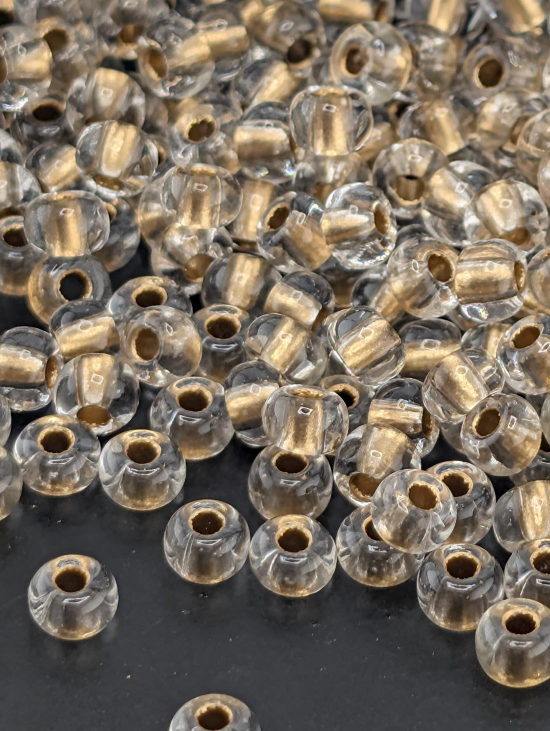 Seed Beads Size 6: Transparent Gold Lined Crystal - Preciosa Czech Glass