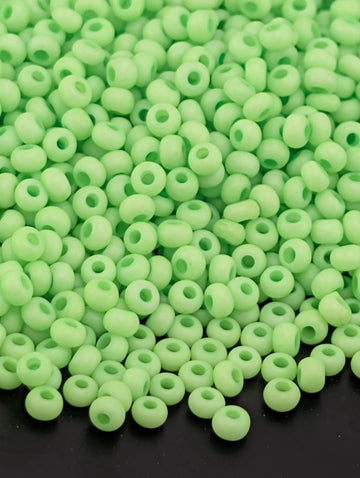 Preciosa 11/0 Seed Beads Matte Lime Green (Size 11/0 ) - 15g - Czech Glass Rocaille for Jewelry Making