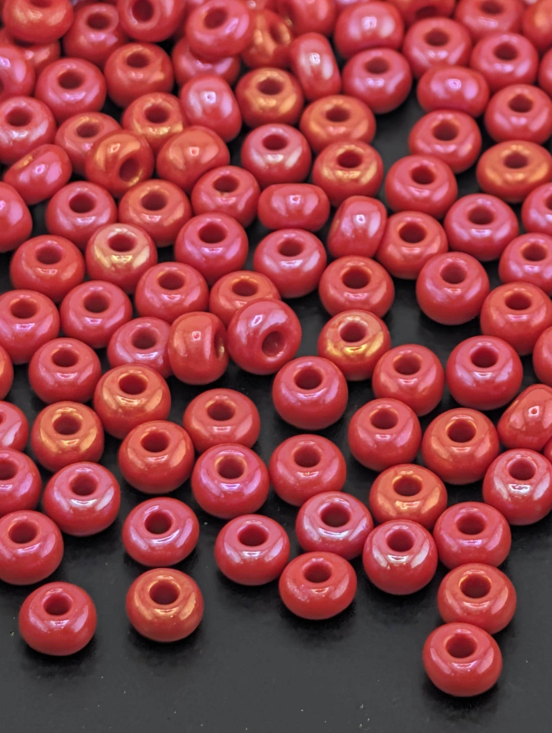Preciosa Seed Beads: Size 6 Opaque Red Rainbow - Czech Glass, 15g