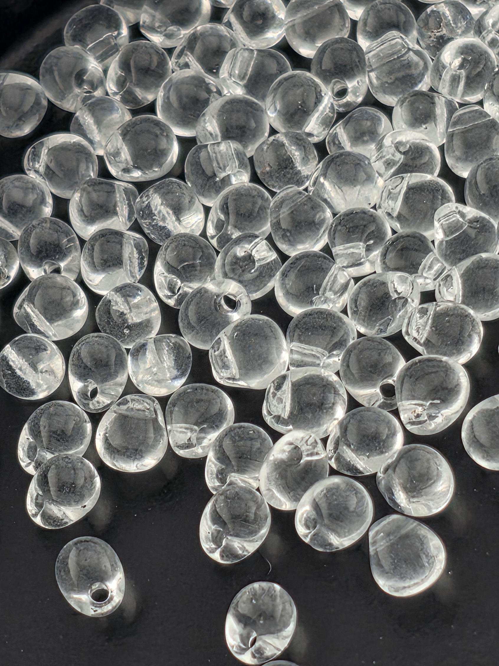 Miyuki Drop Crystal Beads: Clear, Tiny 3.4mm, 15g Pack