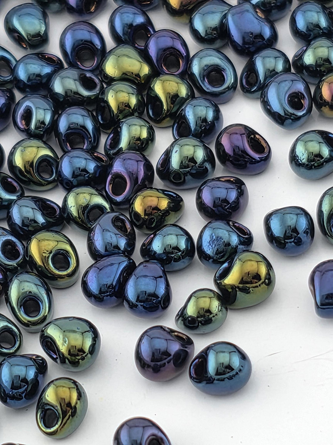 Miyuki Drop Beads: Midnight Blue Metallic Rainbow (3.4mm, 15g Pack)