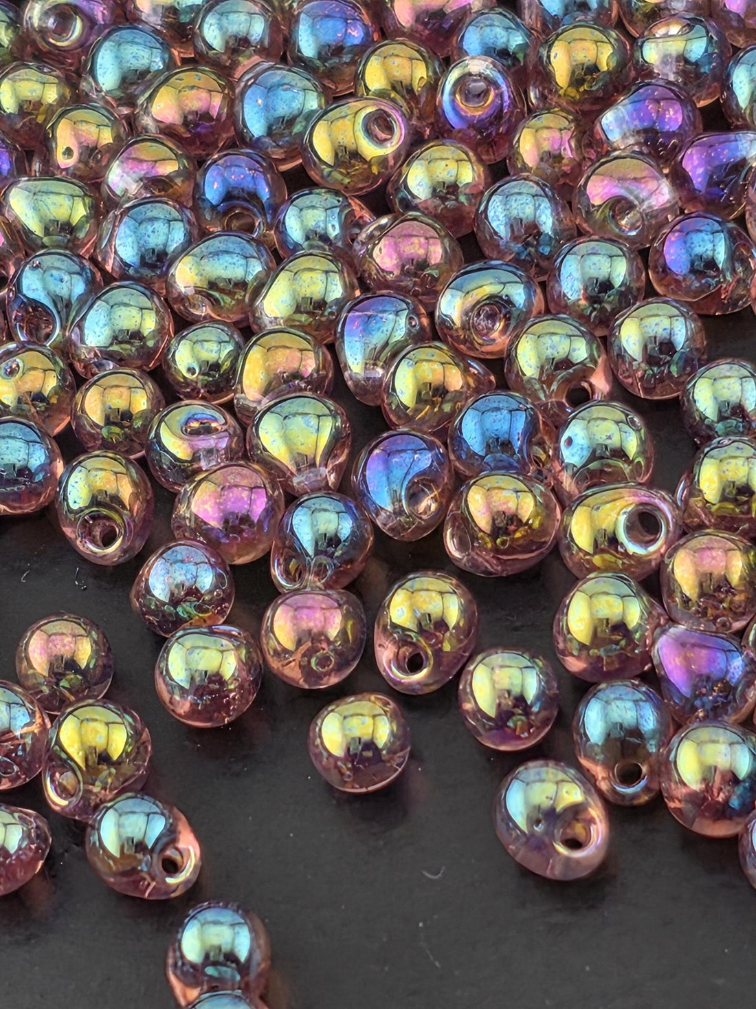 Miyuki Drop Beads: Light Amethyst with Rainbow Finish - 3.4mm, 15g