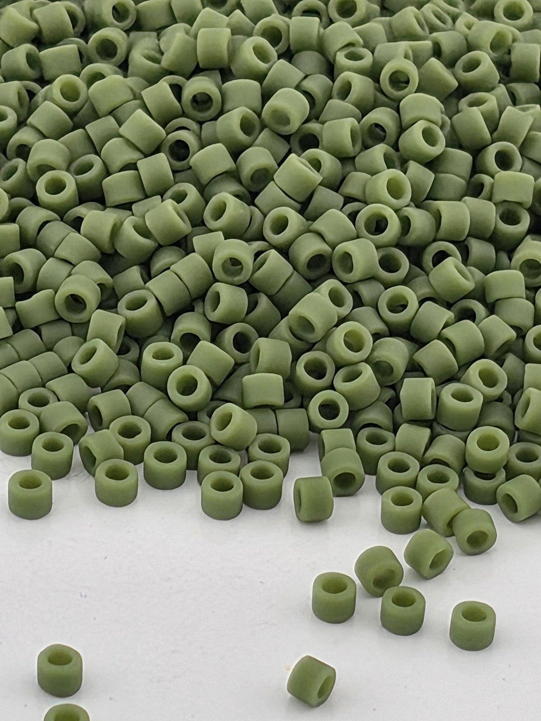 DB1585:Avocado Green Opaque Matte Miyuki Delica (Size 11, 7 grams, ~1400 beads)