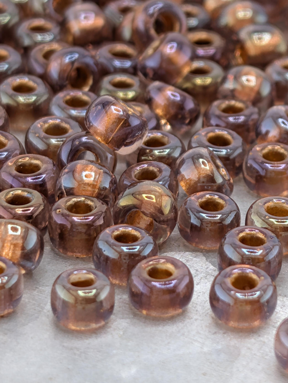 6-1838:Lt Rose/Copper ICL*-Miyuki Rocaille 6/0 (20g pkg ~240 pcs)