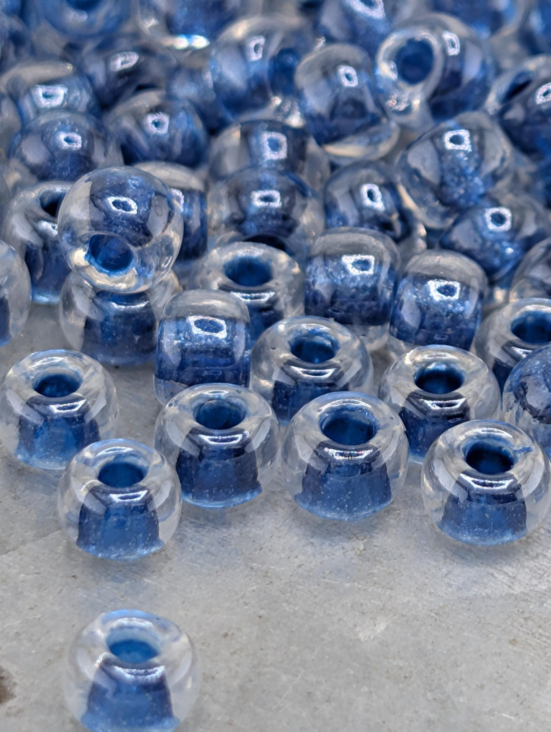 6-1557:Crystal/Sapphire Blue ICL*-Miyuki Rocaille 6/0 (20g pkg ~240 pcs)