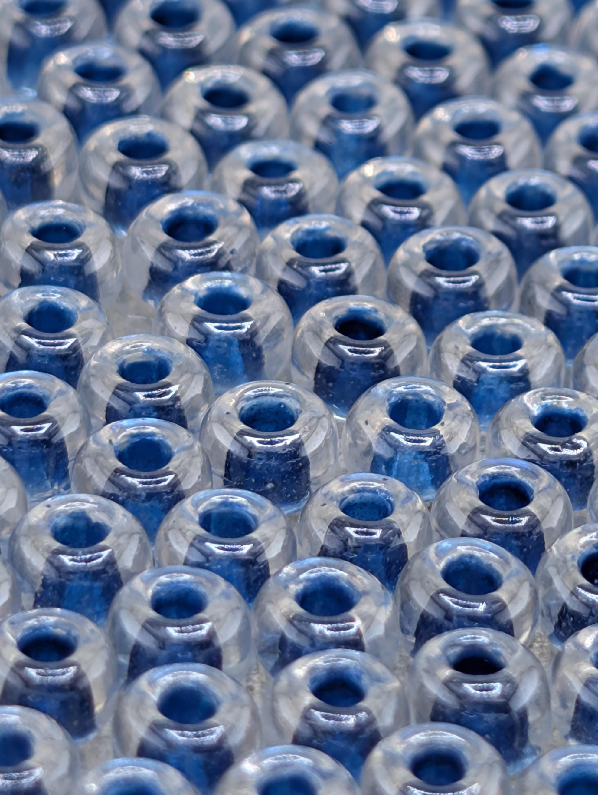 6-1557:Crystal/Sapphire Blue ICL*-Miyuki Rocaille 6/0 (20g pkg ~240 pcs)