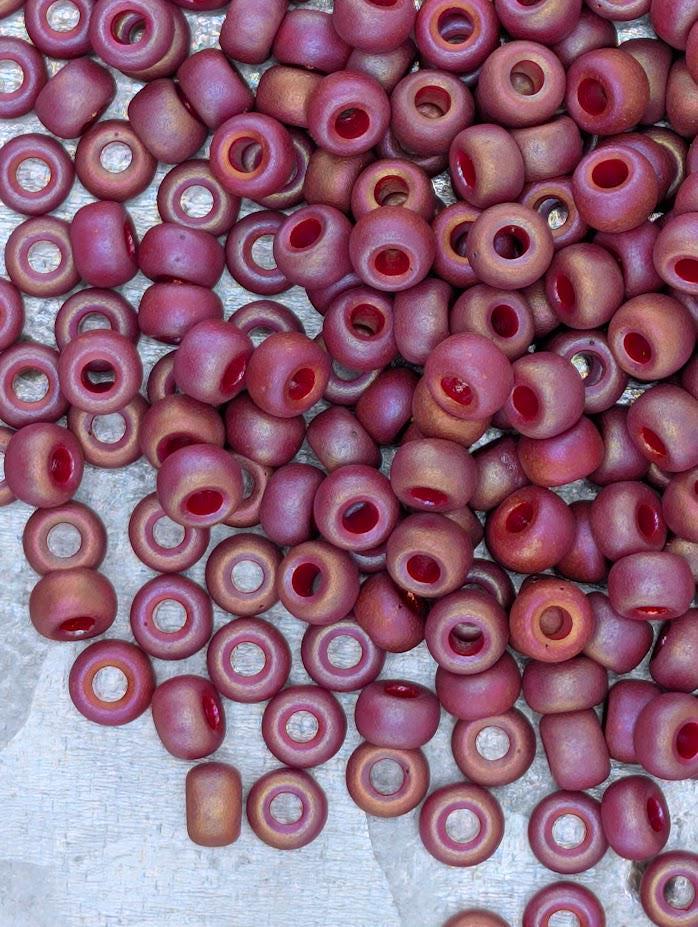 Miyuki Rocaille Beads: Poinsettia Opaque Matte Rainbow Glaze, Size 6/0