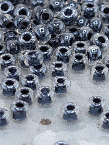 6-1106:Crystal/Black ICL-Miyuki Rocaille 6/0 (20g pkg ~240 pcs)