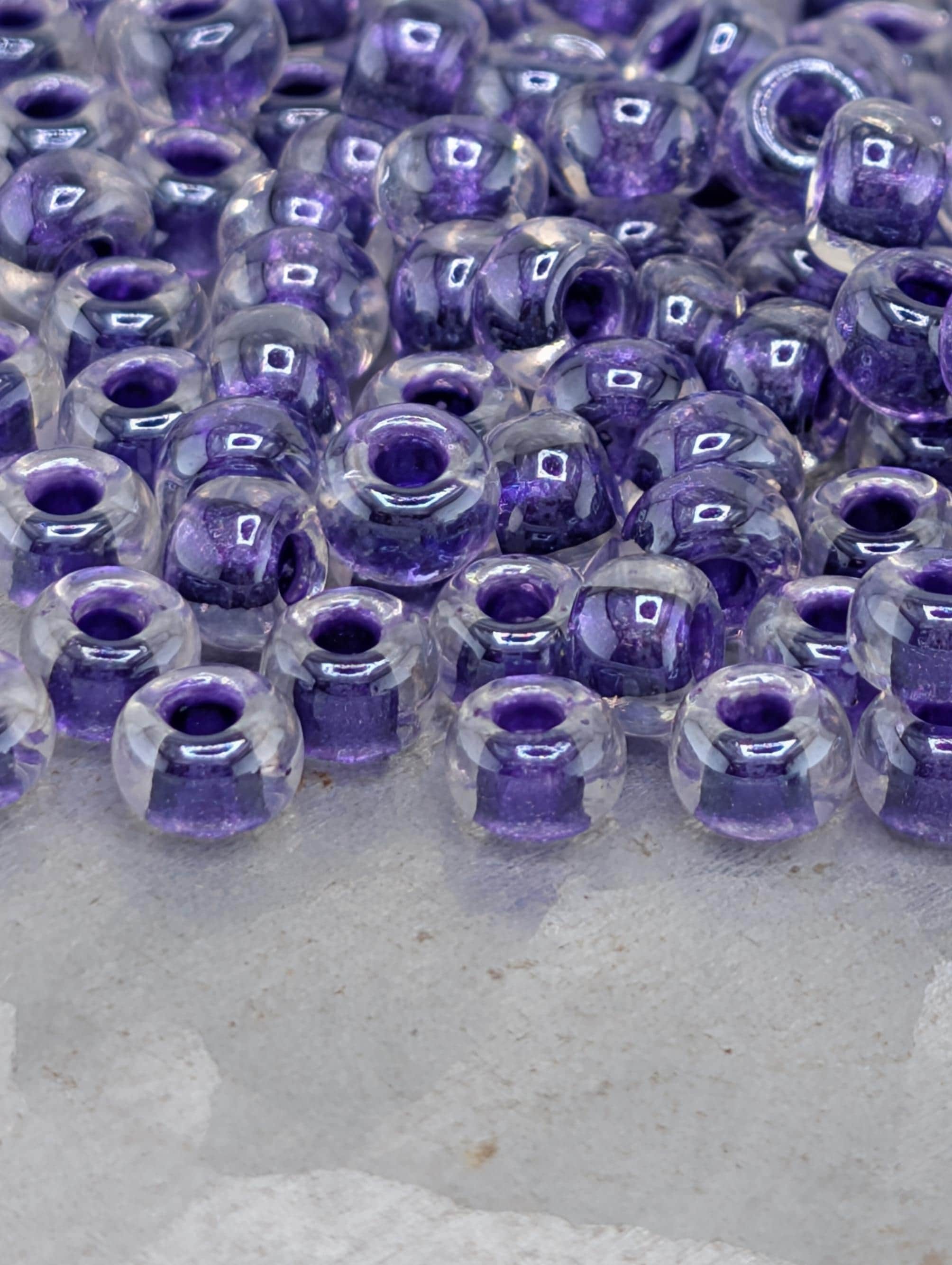 6-1558:Crystal/Dark Purple ICL-Miyuki Rocaille 6/0 (20g pkg ~240 pcs)