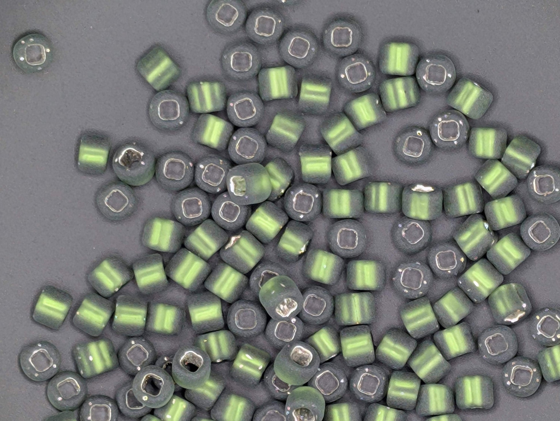 Matte Olive Green Matsuno Seed Beads - Silver Lined, Size 6, 15g Pack