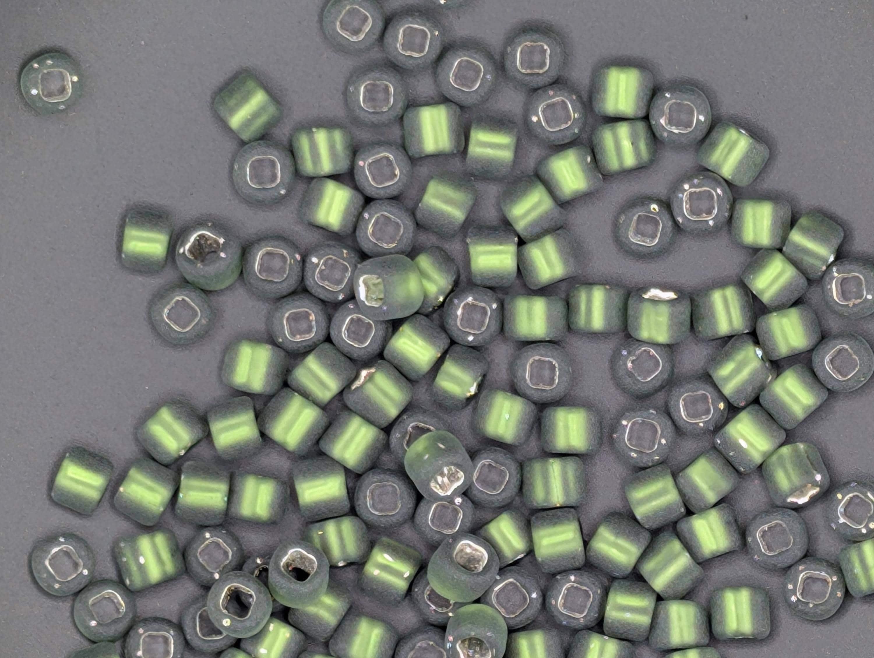 Matte Olive Green Matsuno Seed Beads - Silver Lined, Size 6, 15g Pack