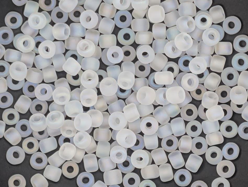 Matsuno Seed Beads, Size 6, Translucent Matte Rainbow Clear (15g, ~180 pcs)