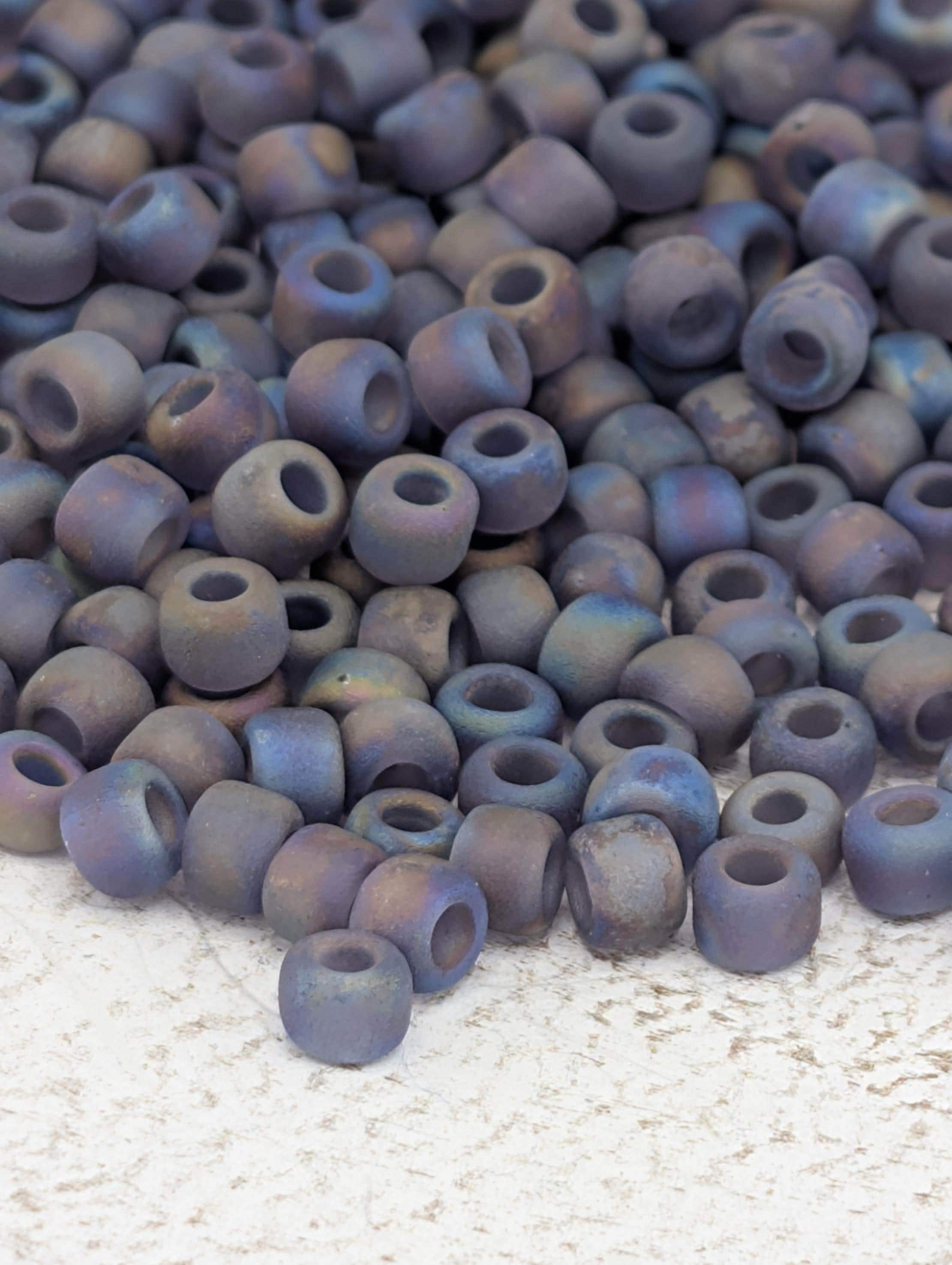 Matsuno Seed Beads Size 6: Transparent Frosted Rainbow Purple, 15g Pack