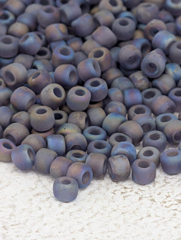 Matsuno Seed Beads Size 6: Transparent Frosted Rainbow Purple, 15g Pack