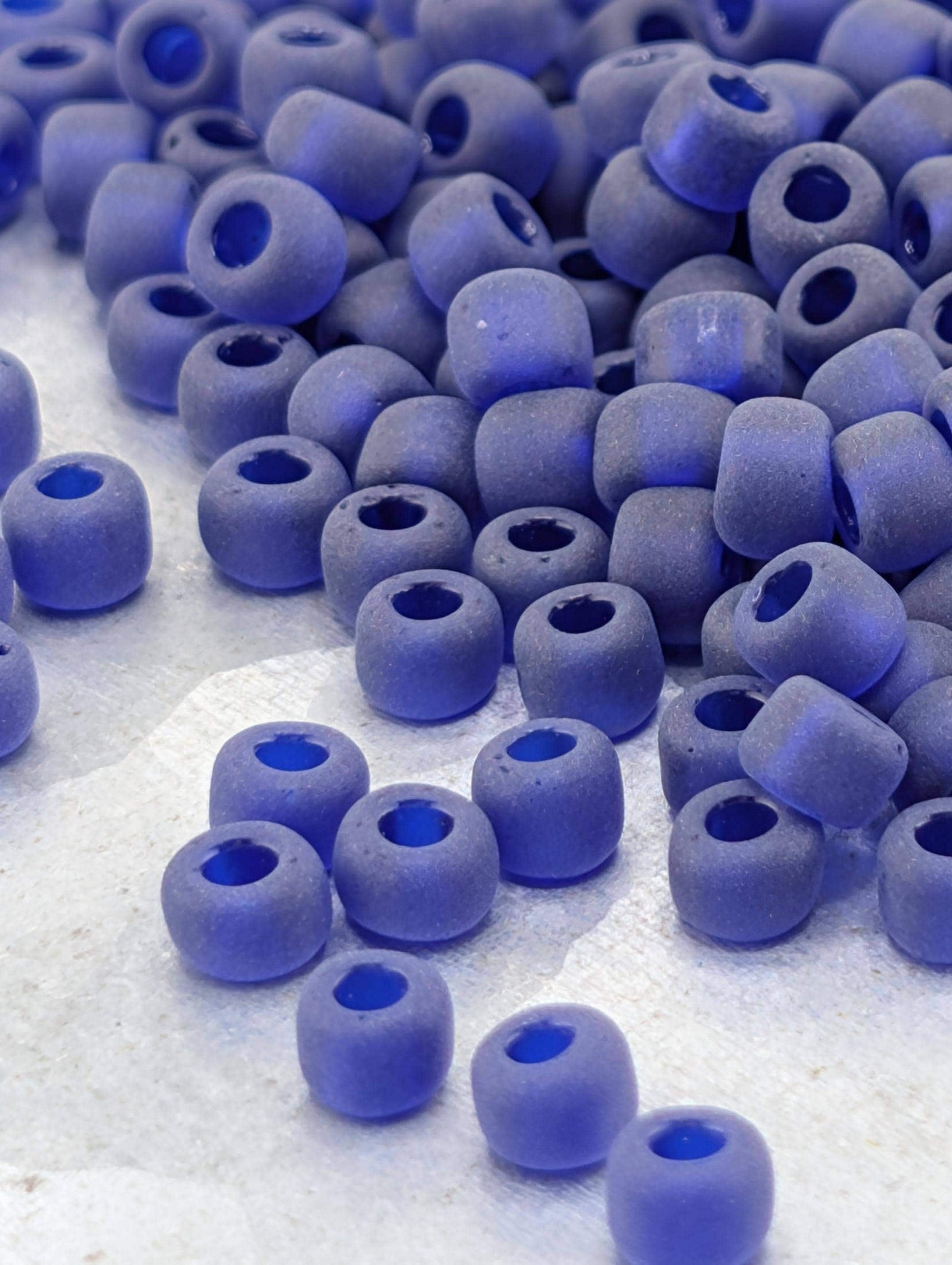 Matte Transparent Cobalt Blue Matsuno Seed Beads - Size 6, 15g Pack