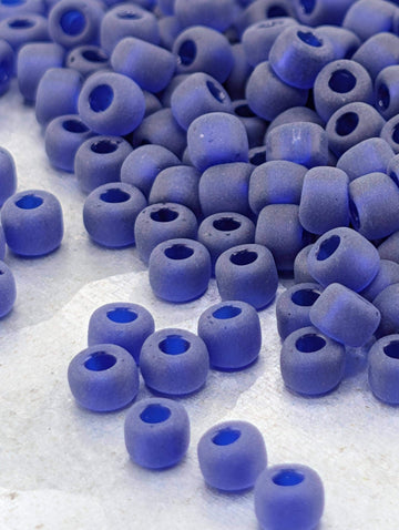 Matte Transparent Cobalt Blue Matsuno Seed Beads - Size 6, 15g Pack