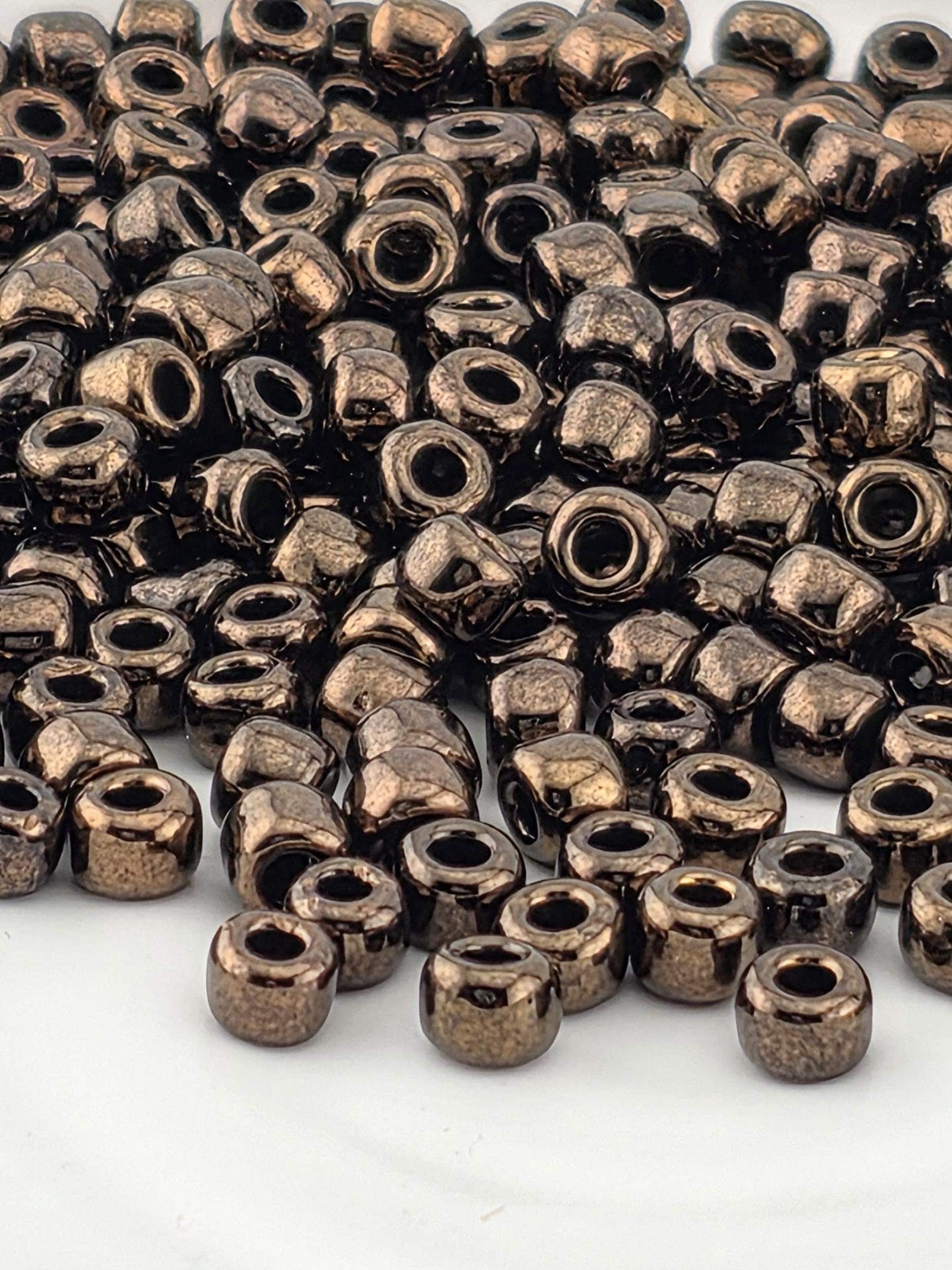 Matsuno Seed Beads, Opaque Iris Dark Bronze (Size 6, 15g Pack)