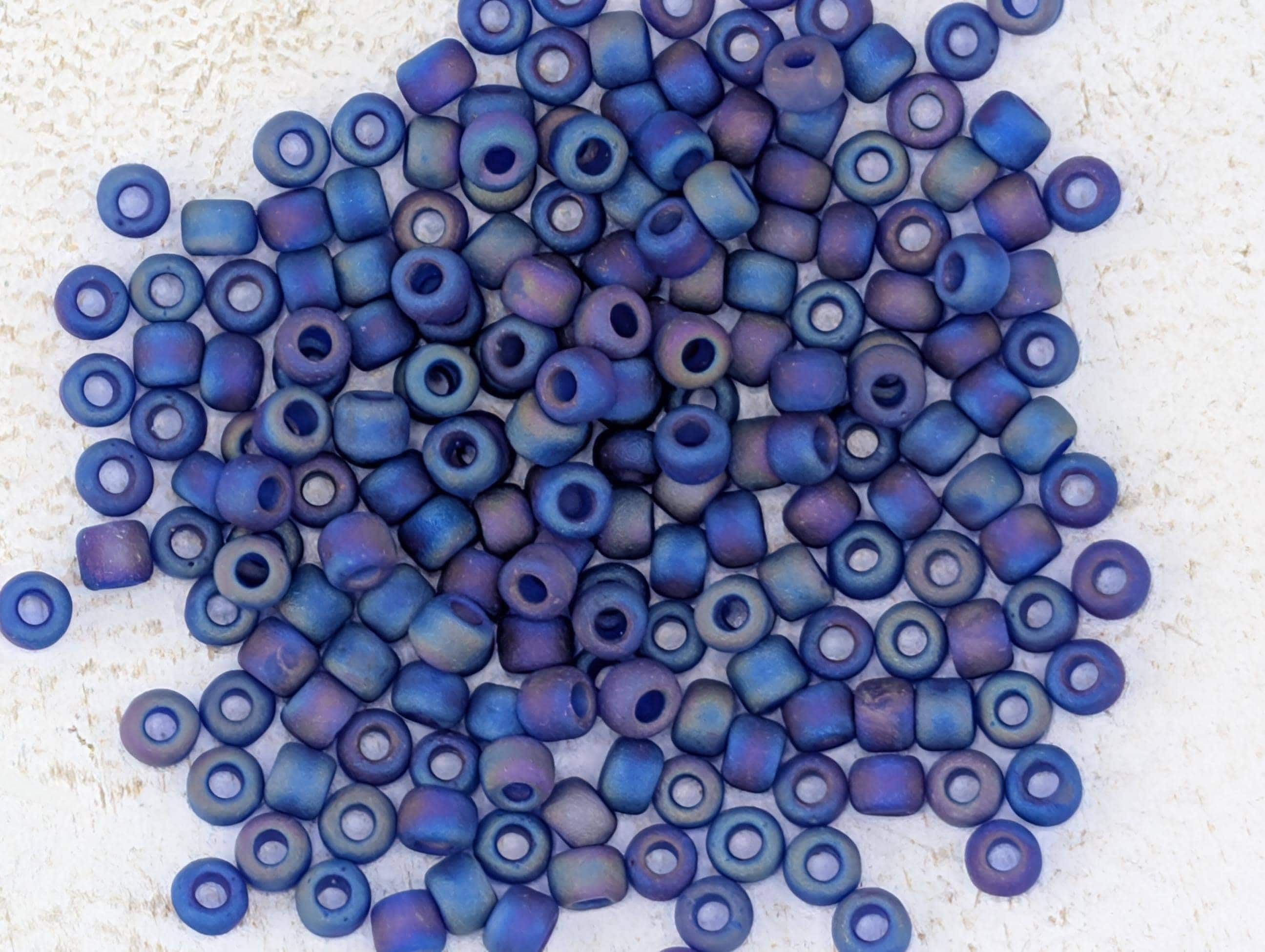Overstock Sale: Matsuno Size 6/0 Frosted Rainbow Cobalt Seed Beads - 15g Pack (Approx 180 pcs) - Japanese Glass Beads for Jewelry Making