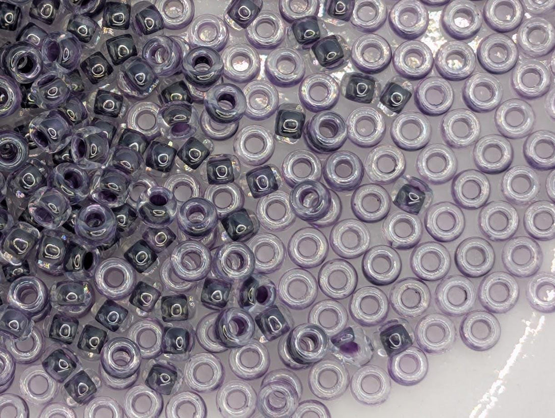 Miyuki Rocailles Beads: Crystal Clear with Purple Lining - 11/0, 20g