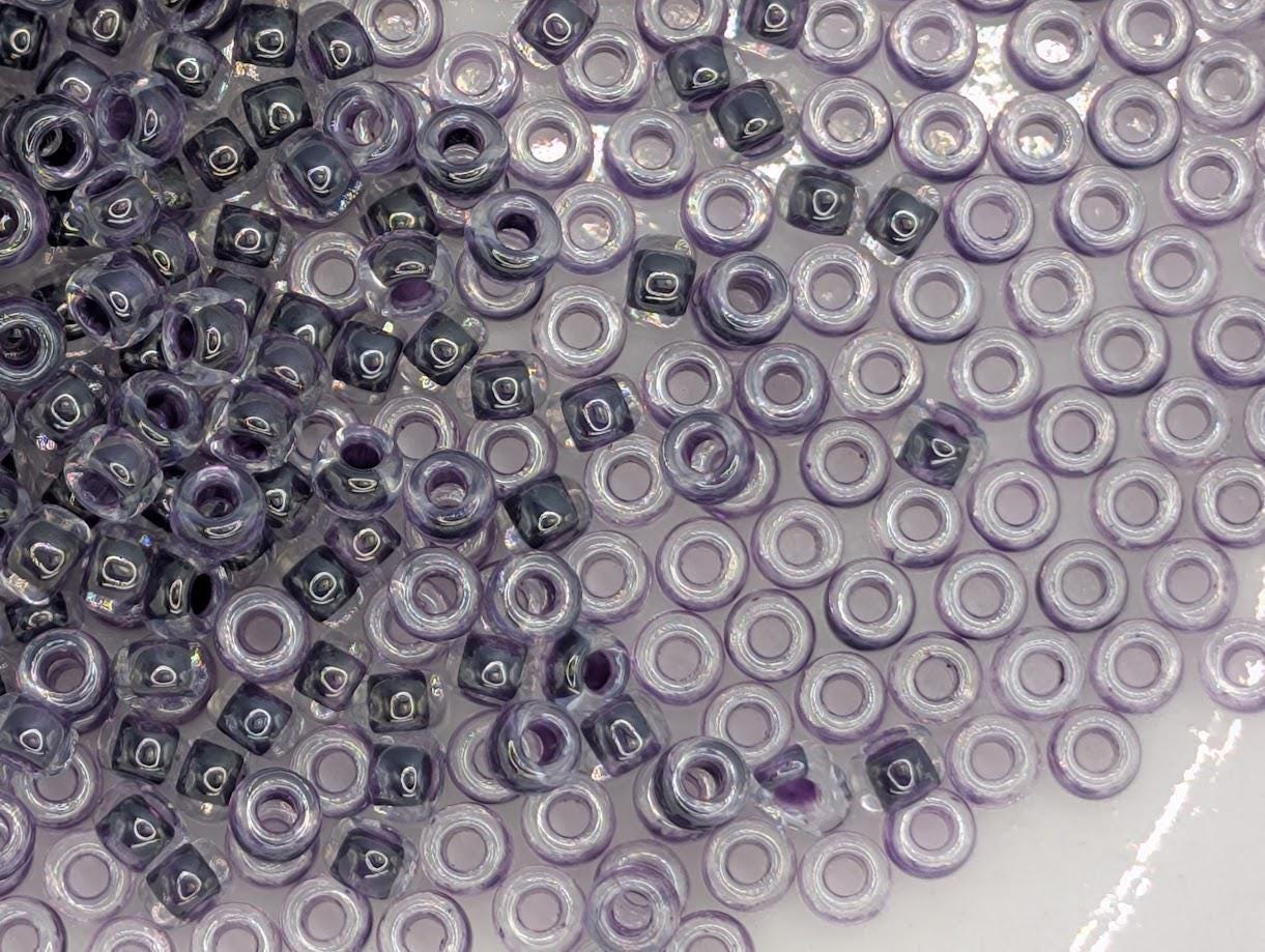 Miyuki Rocailles Beads: Crystal Clear with Purple Lining - 11/0, 20g