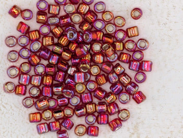 Seed Beads 6/0: Ruby Red Translucent with Silver Lining - Matsuno Glass, 15g