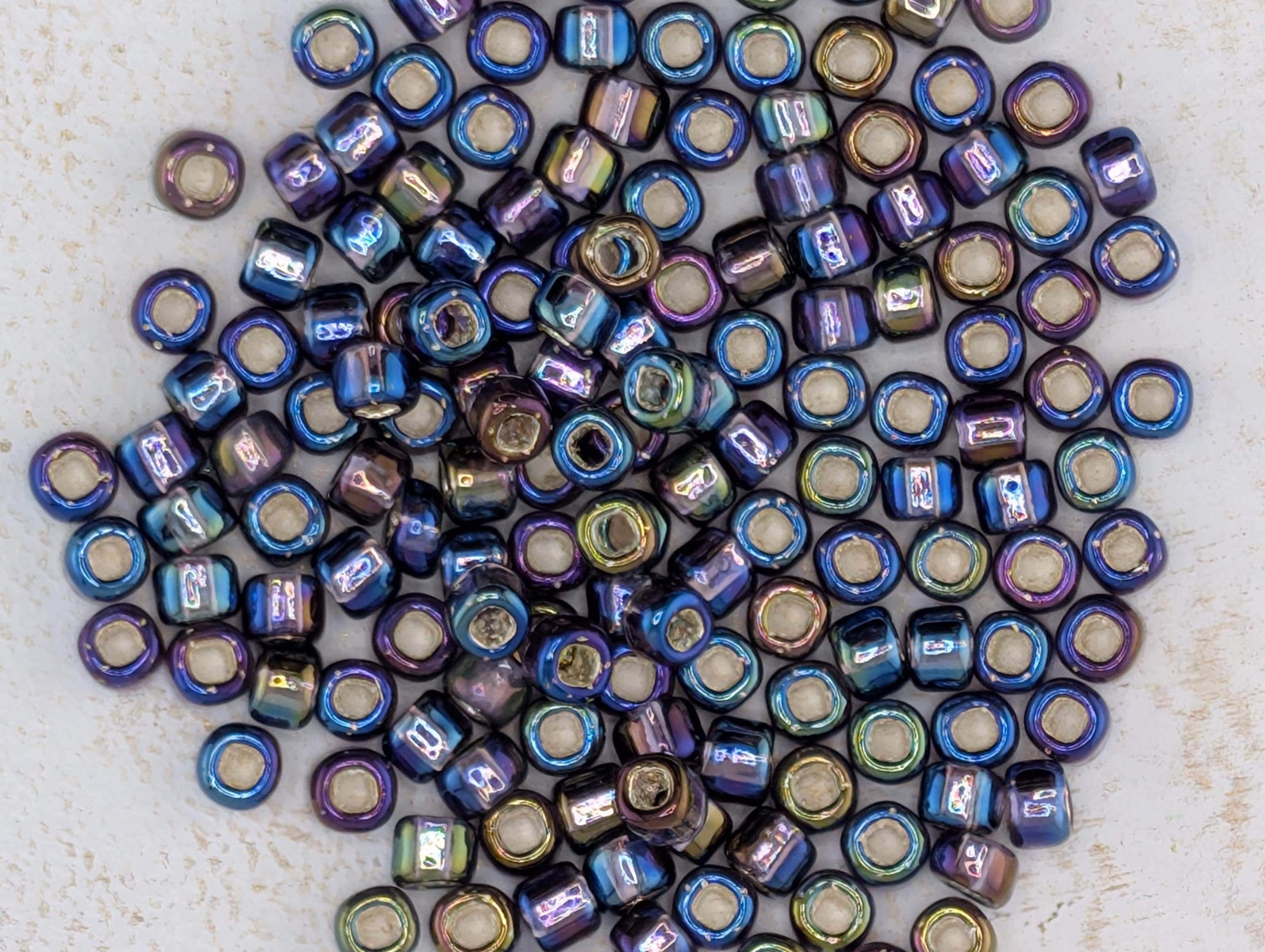 Matsuno Seed Beads Size 6: Silver-Lined Translucent Rainbow Purple, 15g