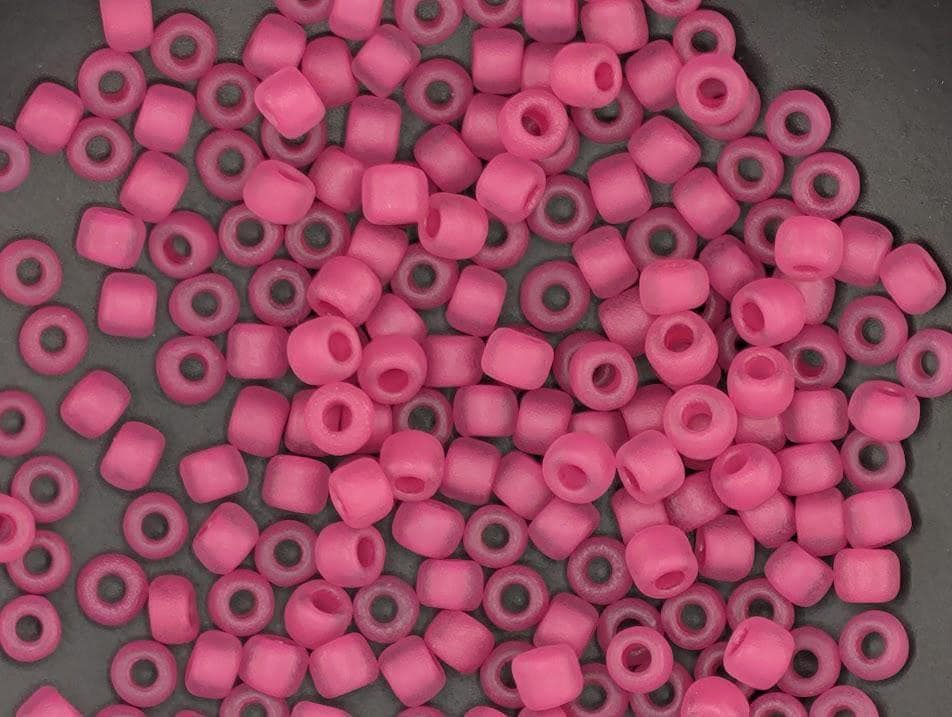 Seed Beads: Matsuno Size 6 Hot Pink Translucent Matte (15g, ~180 pcs)