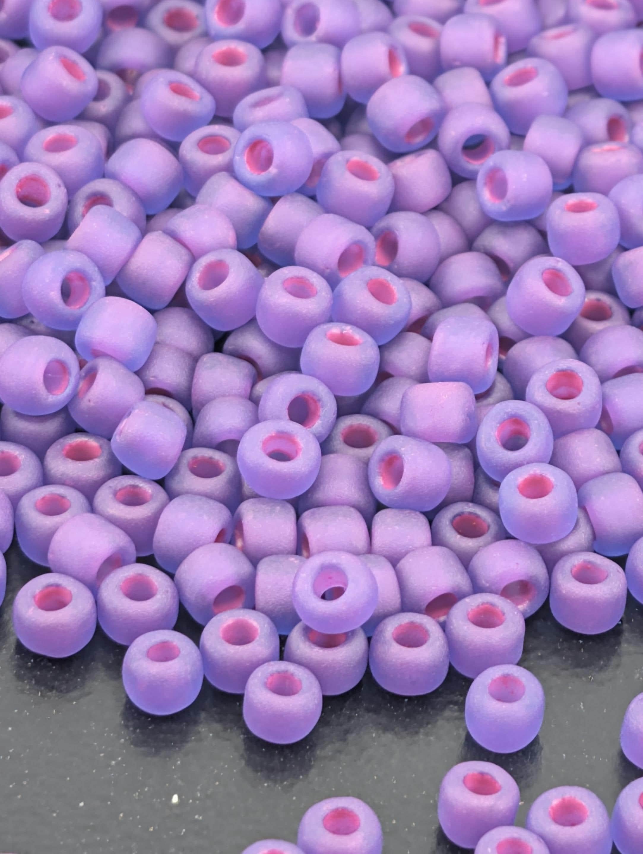 Matsuno Seed Beads Size 6: Transparent Matte Blue Fuchsia, 15g Pack