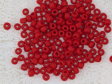 Matsuno Seed Beads: Matte Opaque Red (Size 6, 15g Pack)