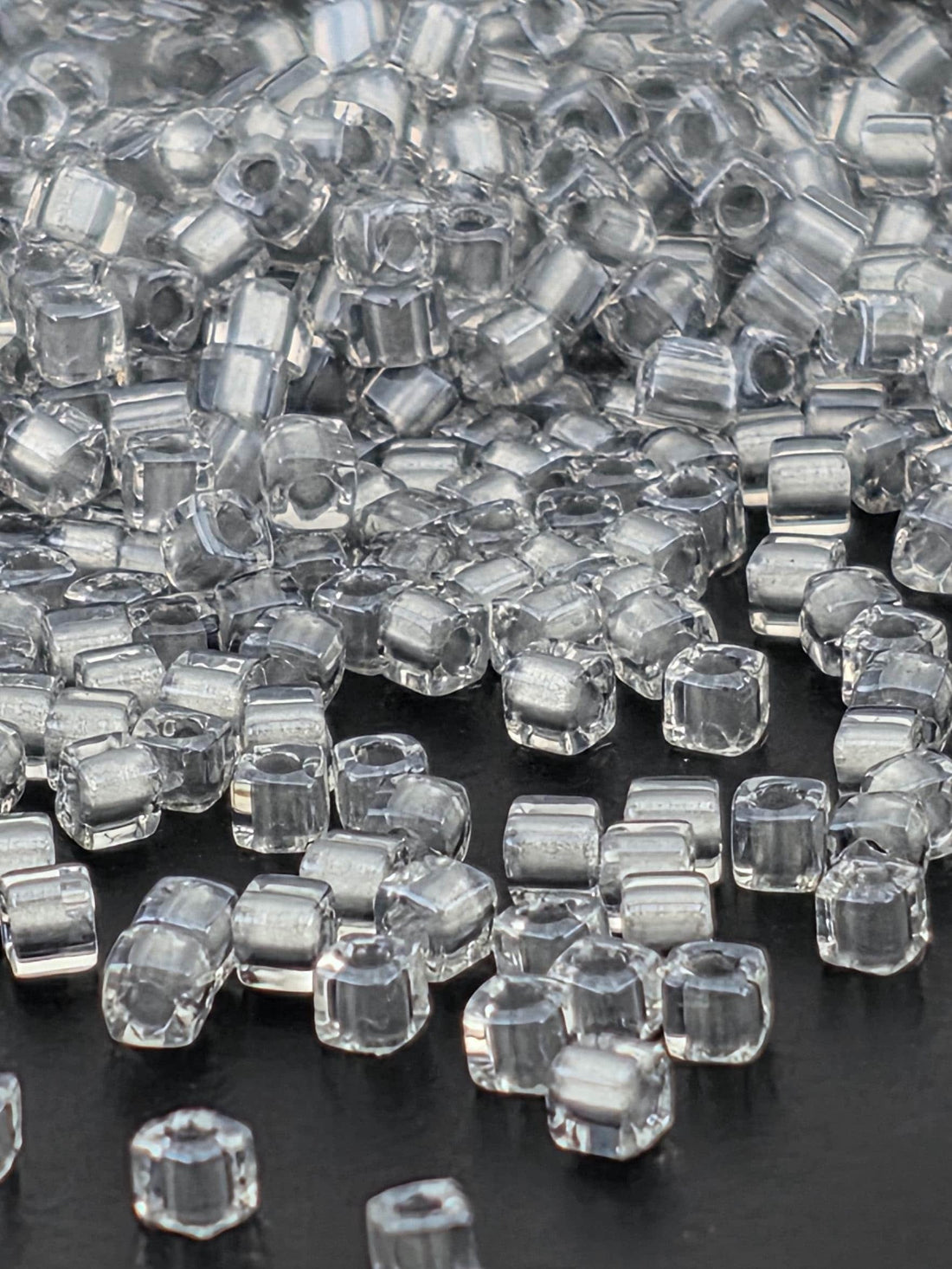 Miyuki Square/Cubes Crystal/Silver Inside Color Lined Sparkle Size 1.5mm