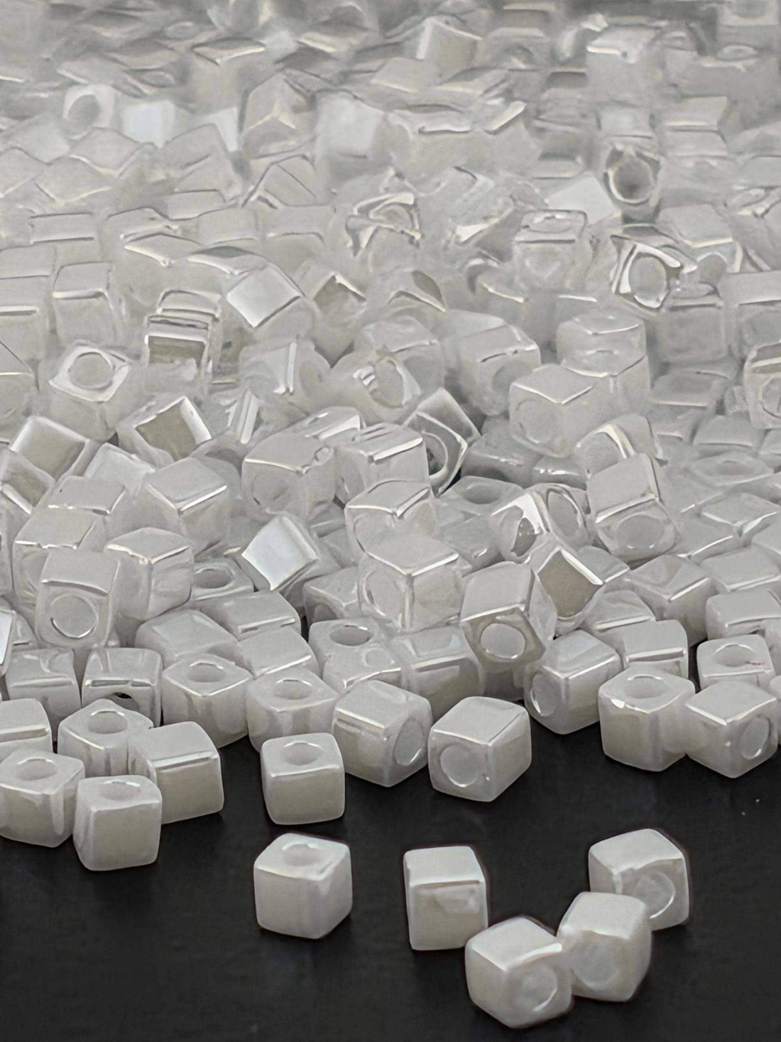 Miyuki Square/Cubes White Opaque Luster Size 1.5mm