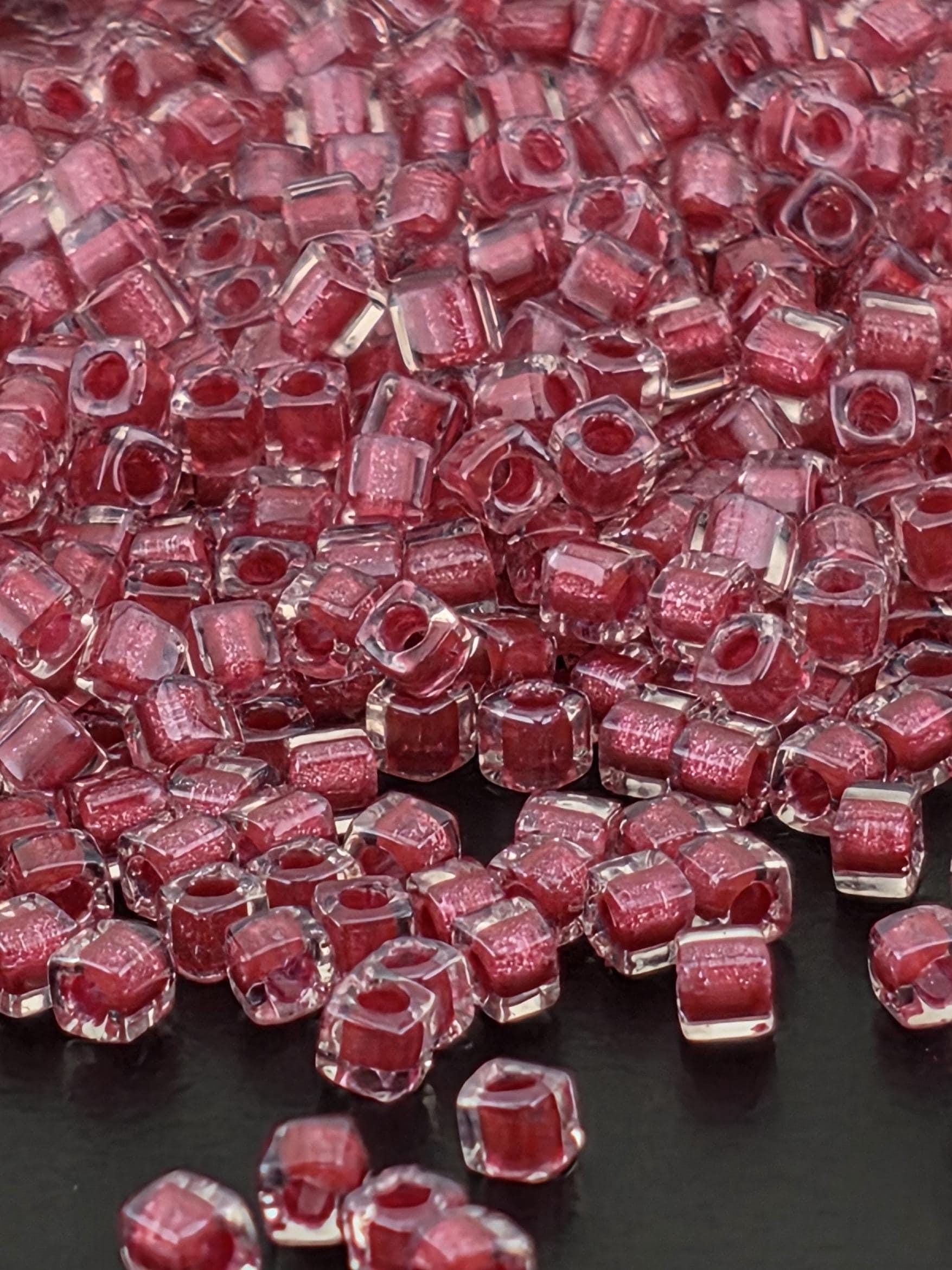 Miyuki Square/Cubes Crystal/Rose Inside Color Lined Sparkle Size 1.5mm