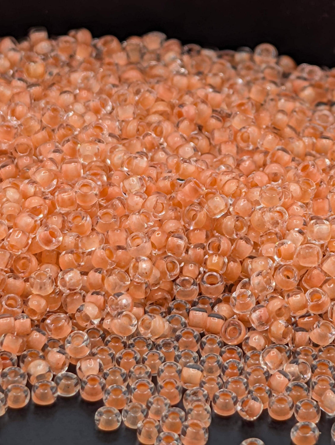 Matsuno Round Translucent Inside Dyed Color Tangerine Size 11/0 (204 11/0 Rr) | Japanese Seed Beads | Bead Weaving Embroidery Supply