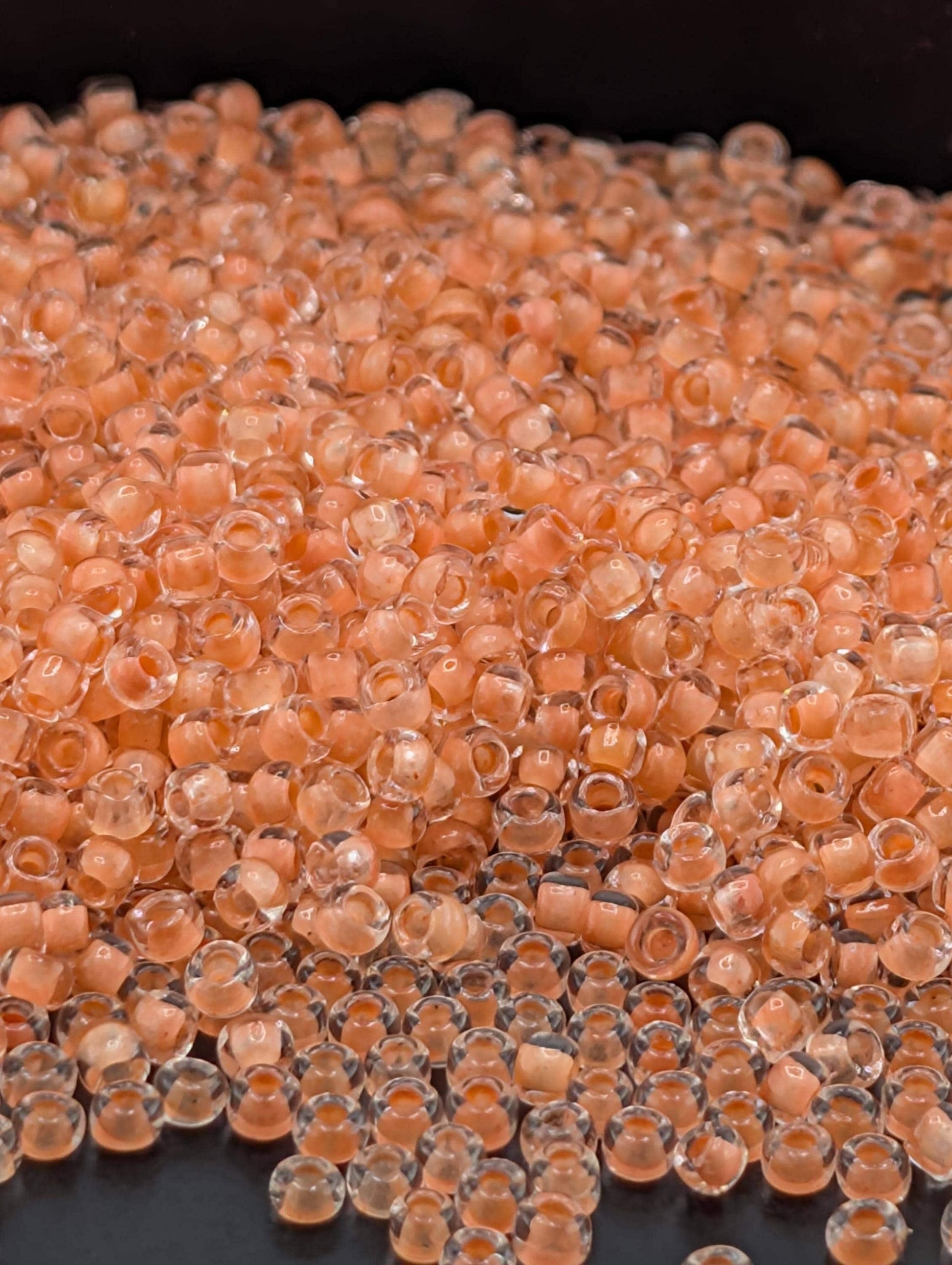 Matsuno Round Translucent Inside Dyed Color Tangerine Size 11/0 (204 11/0 Rr) | Japanese Seed Beads | Bead Weaving Embroidery Supply