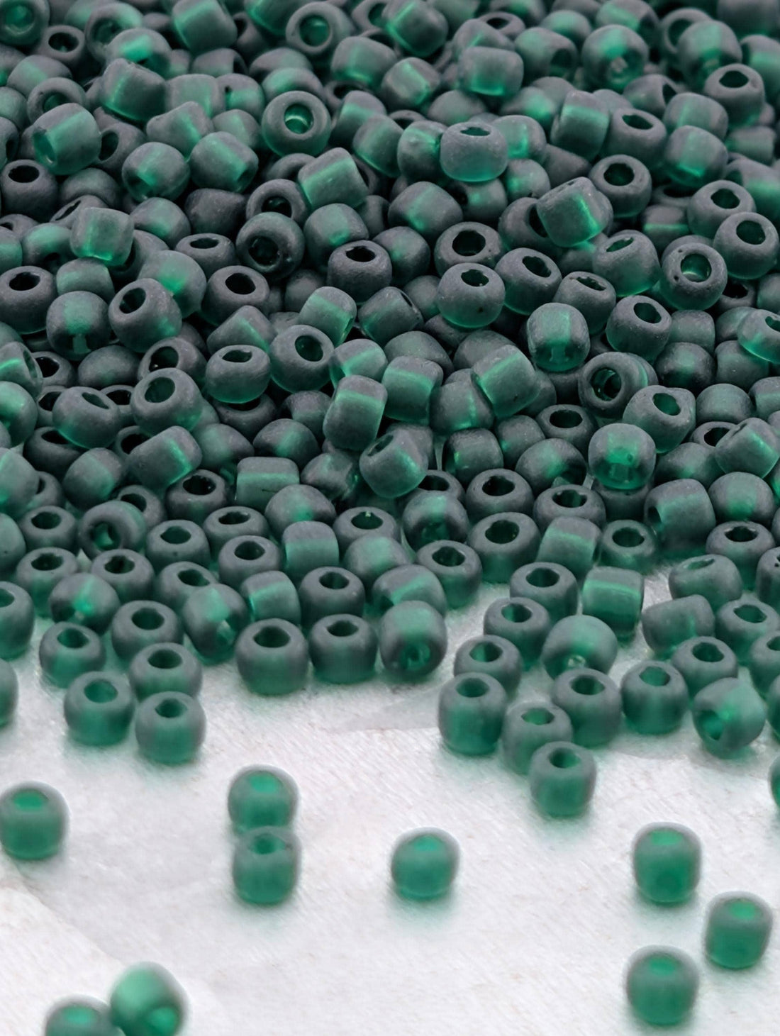 1918SB Translucent Matte Dark Green 11/0 Round Matsuno Seed Beads (15g, ~1650 pcs) | Japanese Seed Beads | Bead Weaving Embroidery Supply