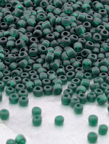 1918SB Translucent Matte Dark Green 11/0 Round Matsuno Seed Beads (15g, ~1650 pcs) | Japanese Seed Beads | Bead Weaving Embroidery Supply