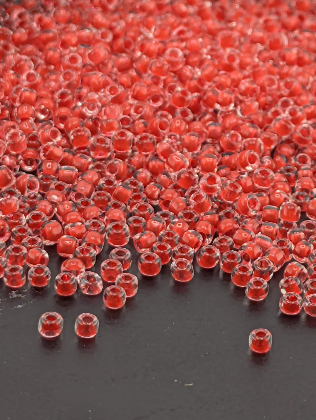 Matsuno Seed Beads: Translucent Inside Dyed Red - 11/0 Round Glass | Japanese Seed Beads | Bead Weaving Embroidery Supply | DIY Jewelry