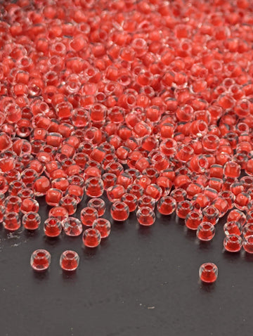 Matsuno Seed Beads: Translucent Inside Dyed Red - 11/0 Round Glass | Japanese Seed Beads | Bead Weaving Embroidery Supply | DIY Jewelry