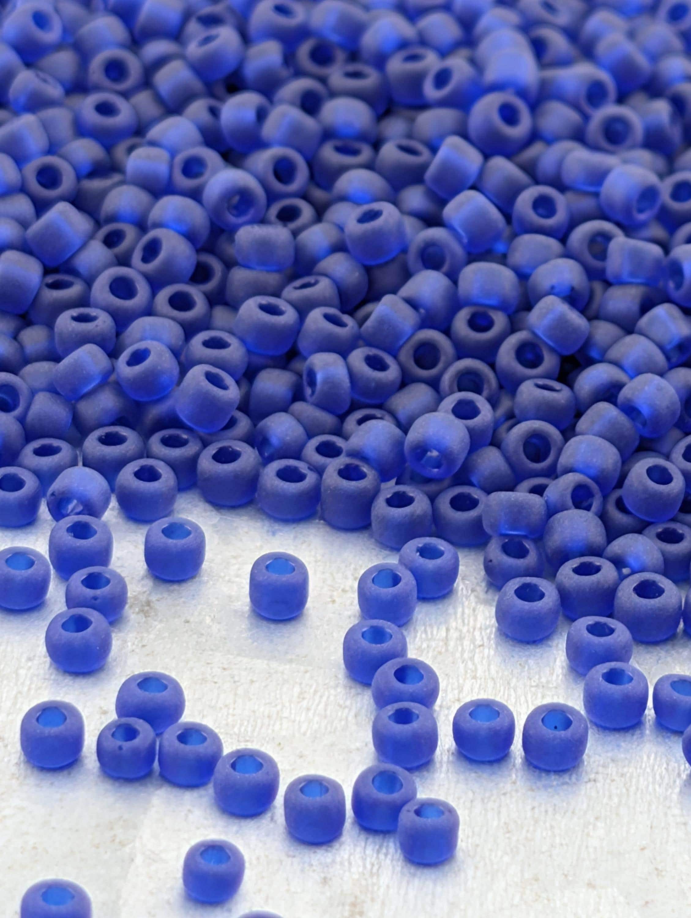 1908SB Translucent Frosted Cobalt 11/0 Round Matsuno Seed Beads (15g, ~1650 pcs) | Japanese Seed Beads | Bead Weaving Embroidery Supply
