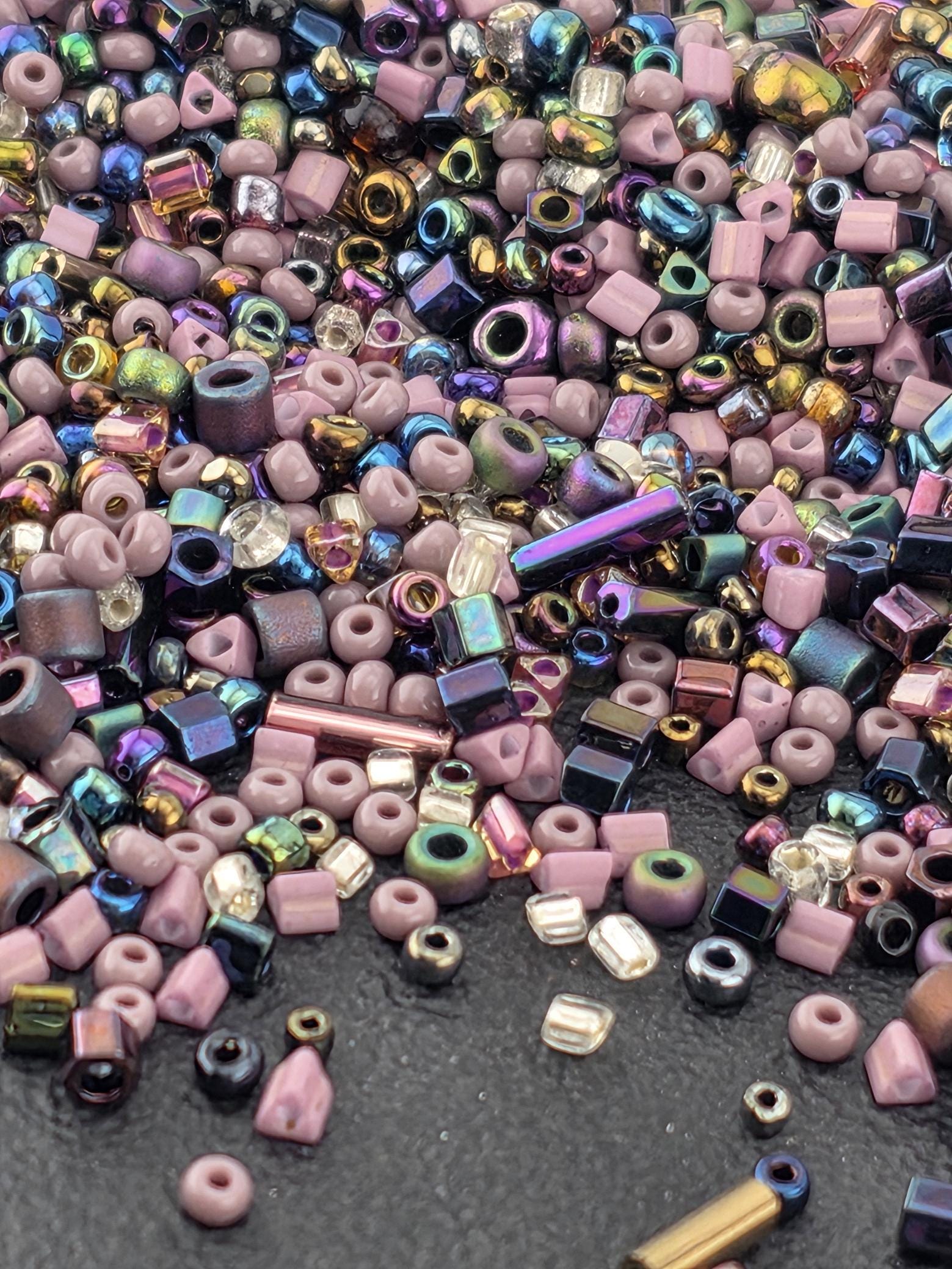 Exclusive "Miami Deco" Hex, Triangle & Bugle Seed Bead Soup 20g